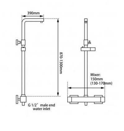 AQP Thermostatic Sliding Shower Rail