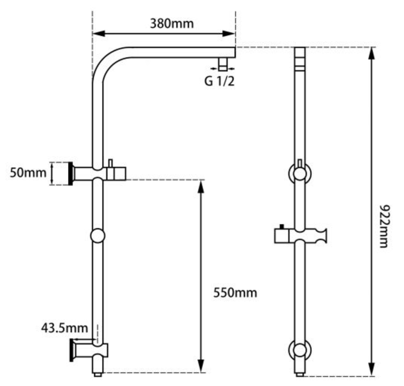 AQP Round Hand Shower Rail