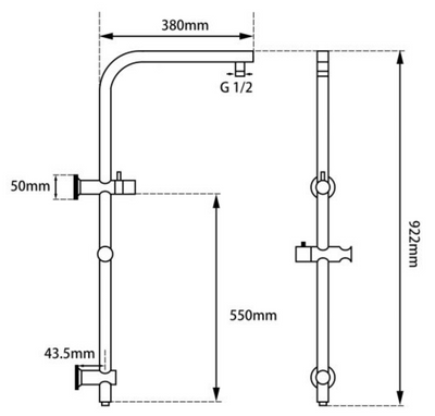 AQP Round Hand Shower Rail