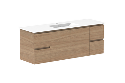 Glacier Twin Full Depth Door and Drawer Wall Hung Vanity Unit 1500