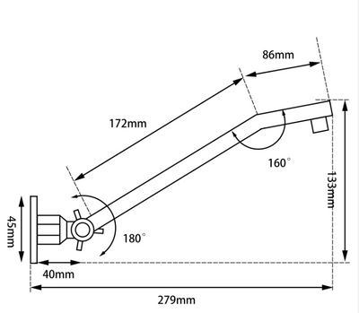 AQP Square Swivel Wall Mounted Shower Arm