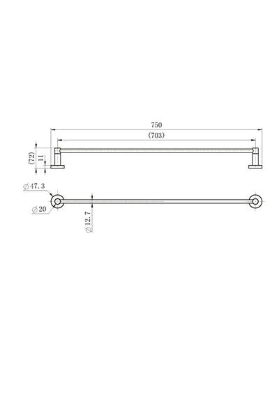 Deluxe Single Towel Rail 750