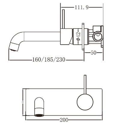 Mecca Wall Mixer with Spout Up Handle 230mm