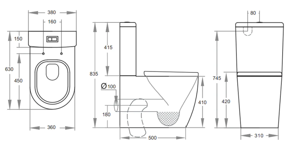 Veda BTW Tornado Rimless Toilet Suite