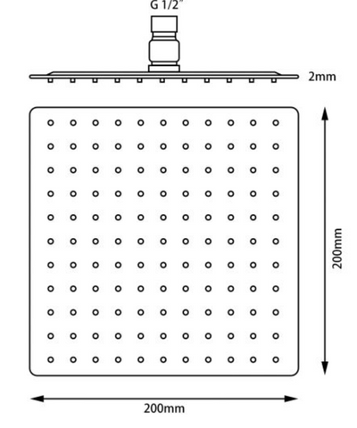 AQP Super Slim Rainfall Shower Head 200