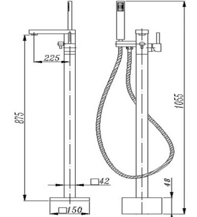 AQP Freestanding Bath Mixer With Handheld Shower