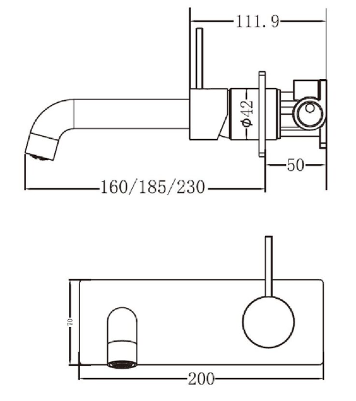 Mecca Wall Mixer with Spout Up Handle 160mm