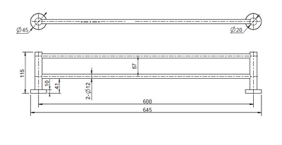 Mirage Double Towel Rail 600