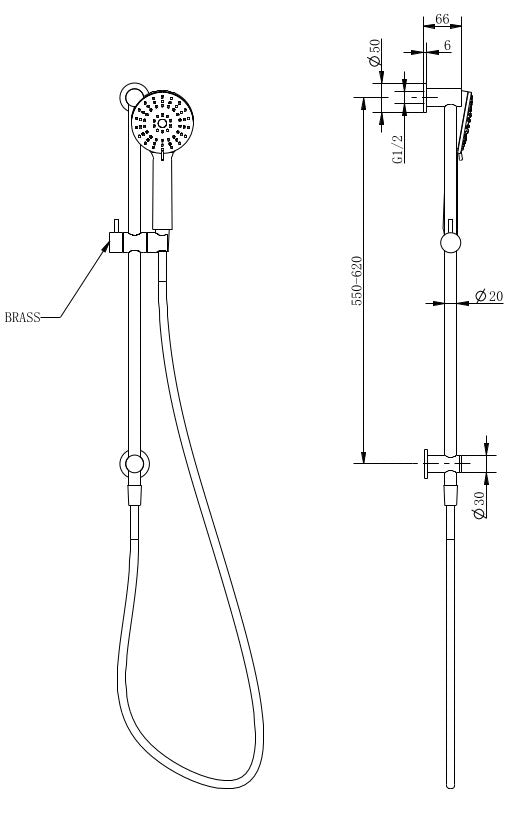 Finesa Round Hand Shower Rail Top Inlet