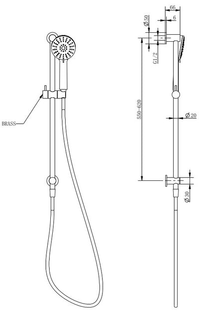 Finesa Round Hand Shower Rail Top Inlet