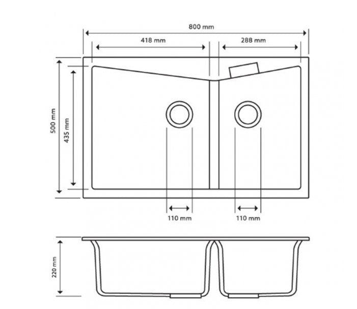 Classic Double Bowl Granite Kitchen Sink 800