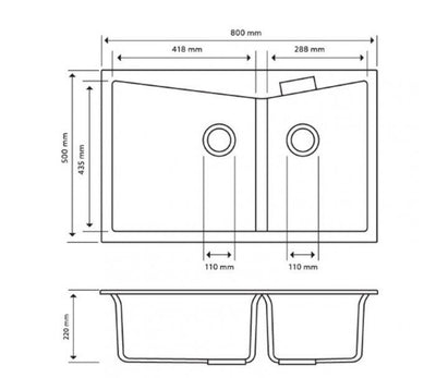 Classic Double Bowl Granite Kitchen Sink 800