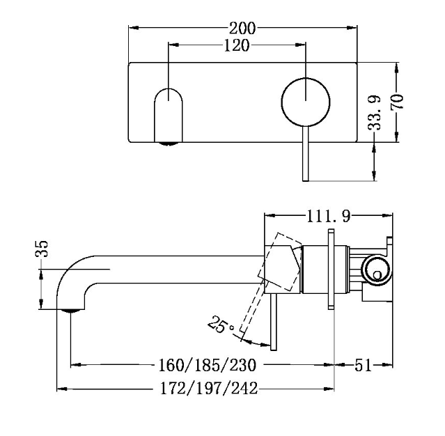 Mecca Wall Mixer with Spout 185mm