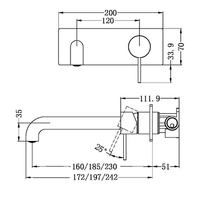 Mecca Wall Mixer with Spout 185mm