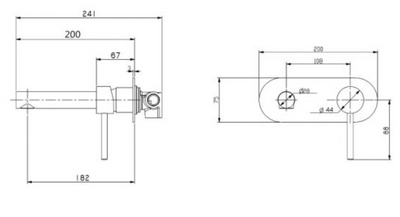 Lucid Pin Lever Wall Mixer with Spout