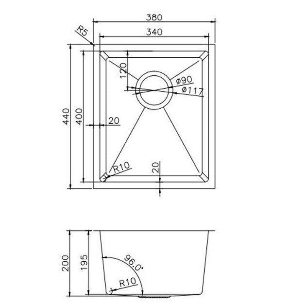 NR Square SS1 Kitchen Sink 40