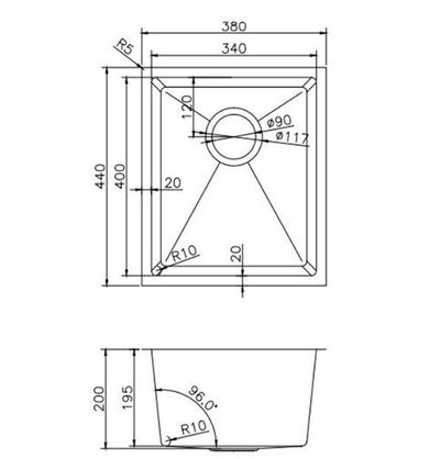 NR Square SS1 Kitchen Sink 40