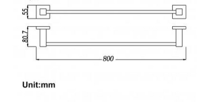 Blaze Single Towel Rail 800