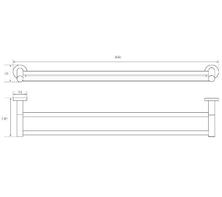 Cirna Double Towel Rail 900