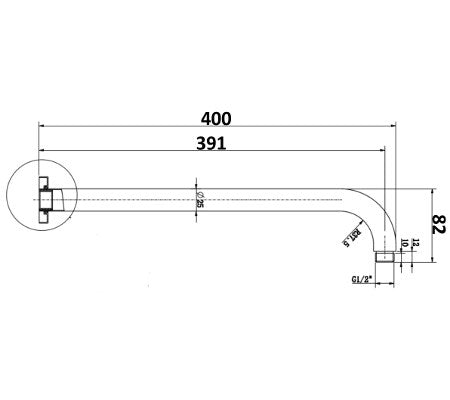 Akemi Wall Shower Arm 400