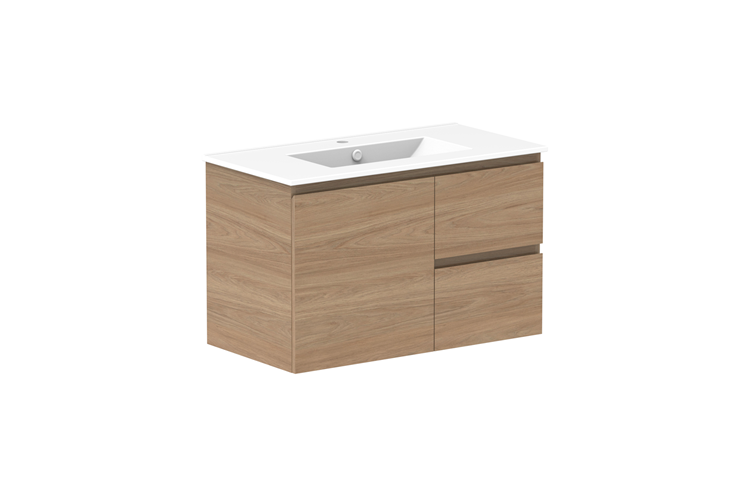 Glacier Lite Twin Full Depth Door and Drawer Wall Hung Vanity Unit 900