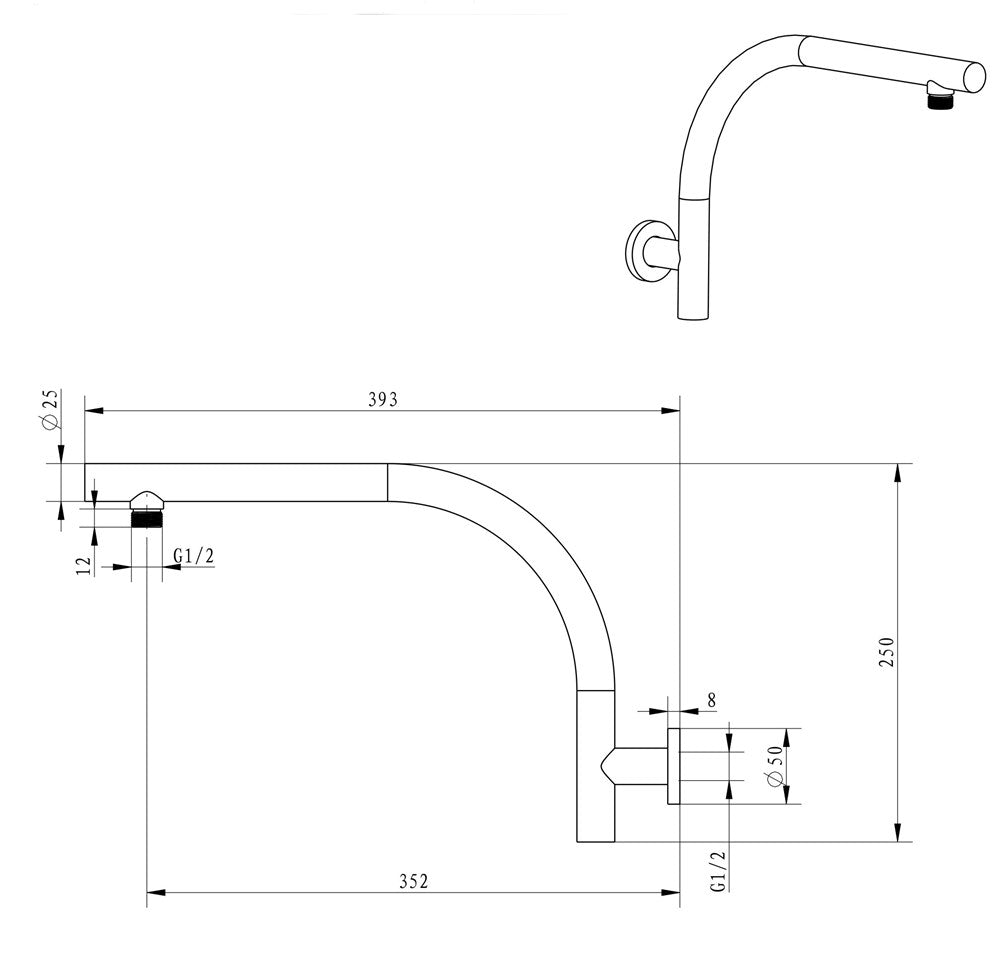 Akemi Raised Shower Arm 410