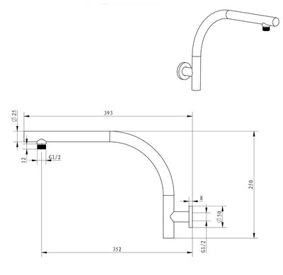 Akemi Raised Shower Arm 410