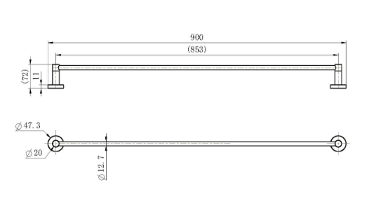 Deluxe Single Towel Rail 900