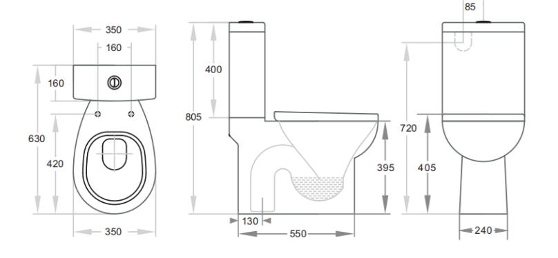 KDK Trade S Trap Wash-down Toilet Suite