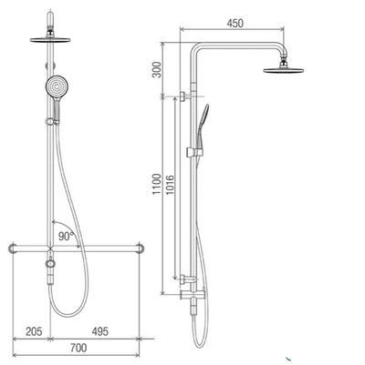 Linear Streamjet XL Twin Shower 450mm