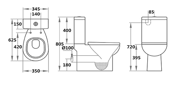 KDK Trade P Trap Wash-down Toilet Suite