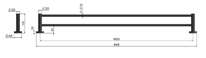 ME Double Towel Rail 900