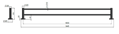 ME Double Towel Rail 900