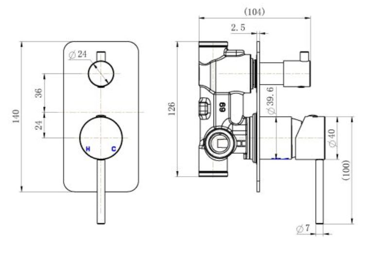 ACL Square Vertical Shower Arm 310