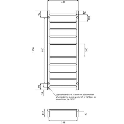 10 Heated Round Towel Rail 1100