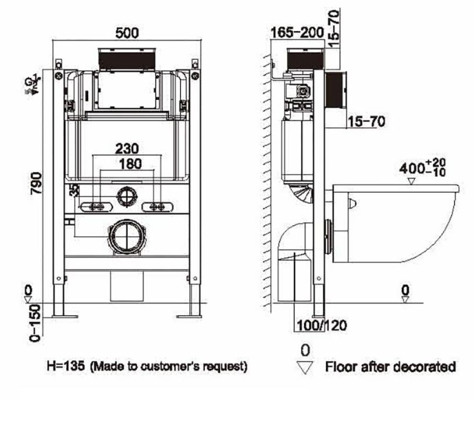 KDK Low Height In Wall Cistern for Back-to-Wall Pans