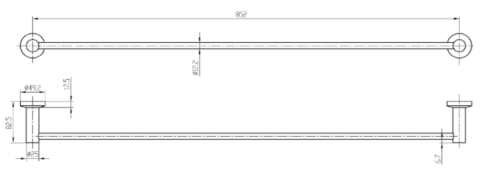 Capri Single Towel Rail 850