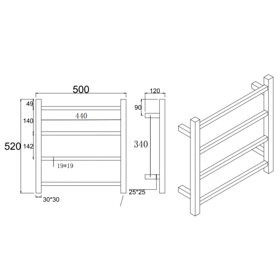 AQP Black Heated Towel Rack