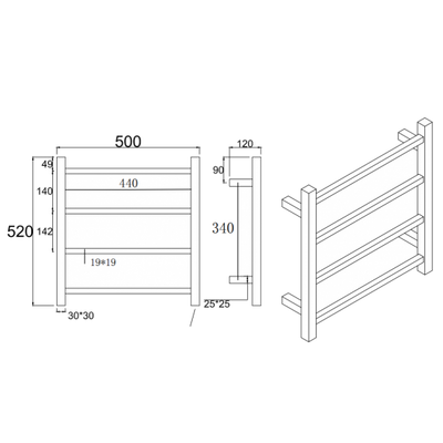 AQP Black Heated Towel Rack