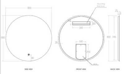 Bondi Led Frameless Mirror 800