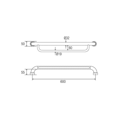 Hygienic Seal U Towel Grab Rail