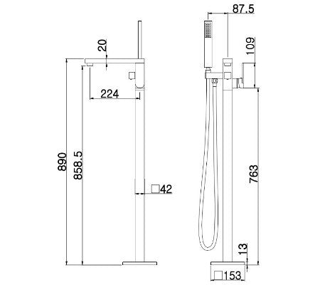 Zoya Free Standing Bath Spout with Mixer