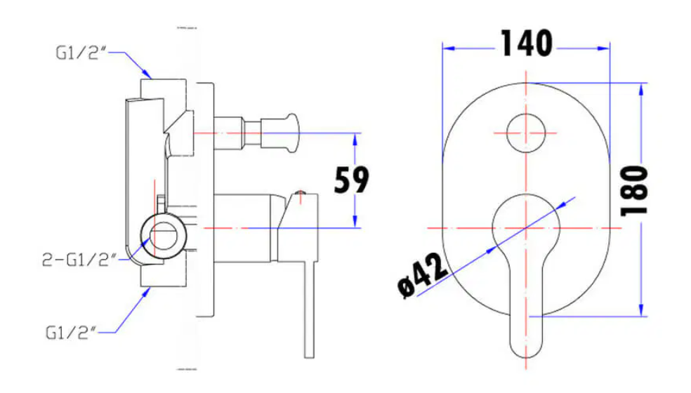 Maya Round Spoon Shaped Handle Wall Mixer With Diverter