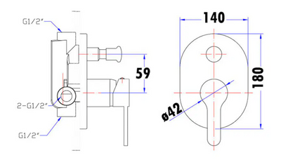 Maya Round Spoon Shaped Handle Wall Mixer With Diverter