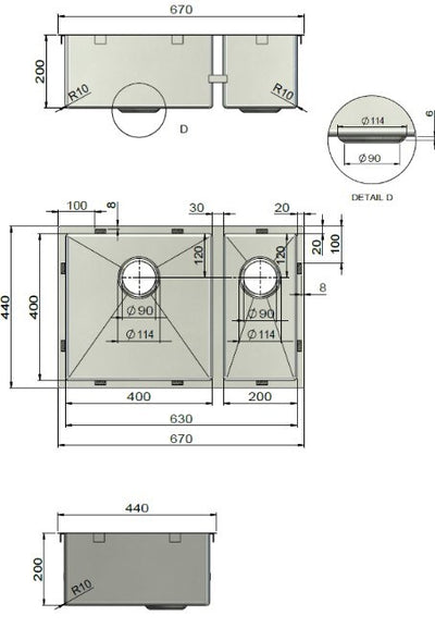 ME Stainless Steel Bowl Kitchen Sink 6744