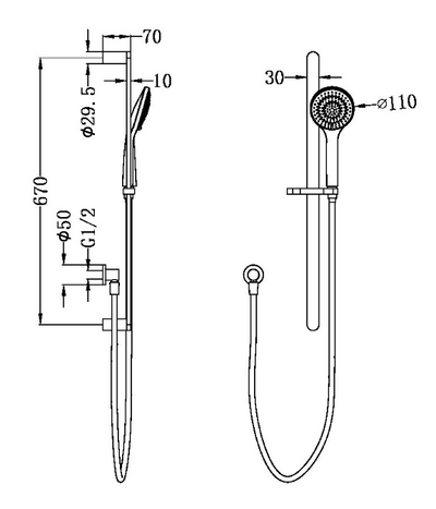 Ecco Hand Shower Rail Set