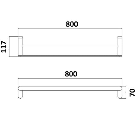 Akemi Double Towel Rail 800