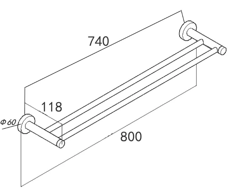 Pentro Double Towel Rail 800