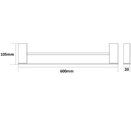 Zoya Double Towel Rail 600