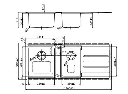 Nugleam Edge Kitchen Sink & Drainer 1160